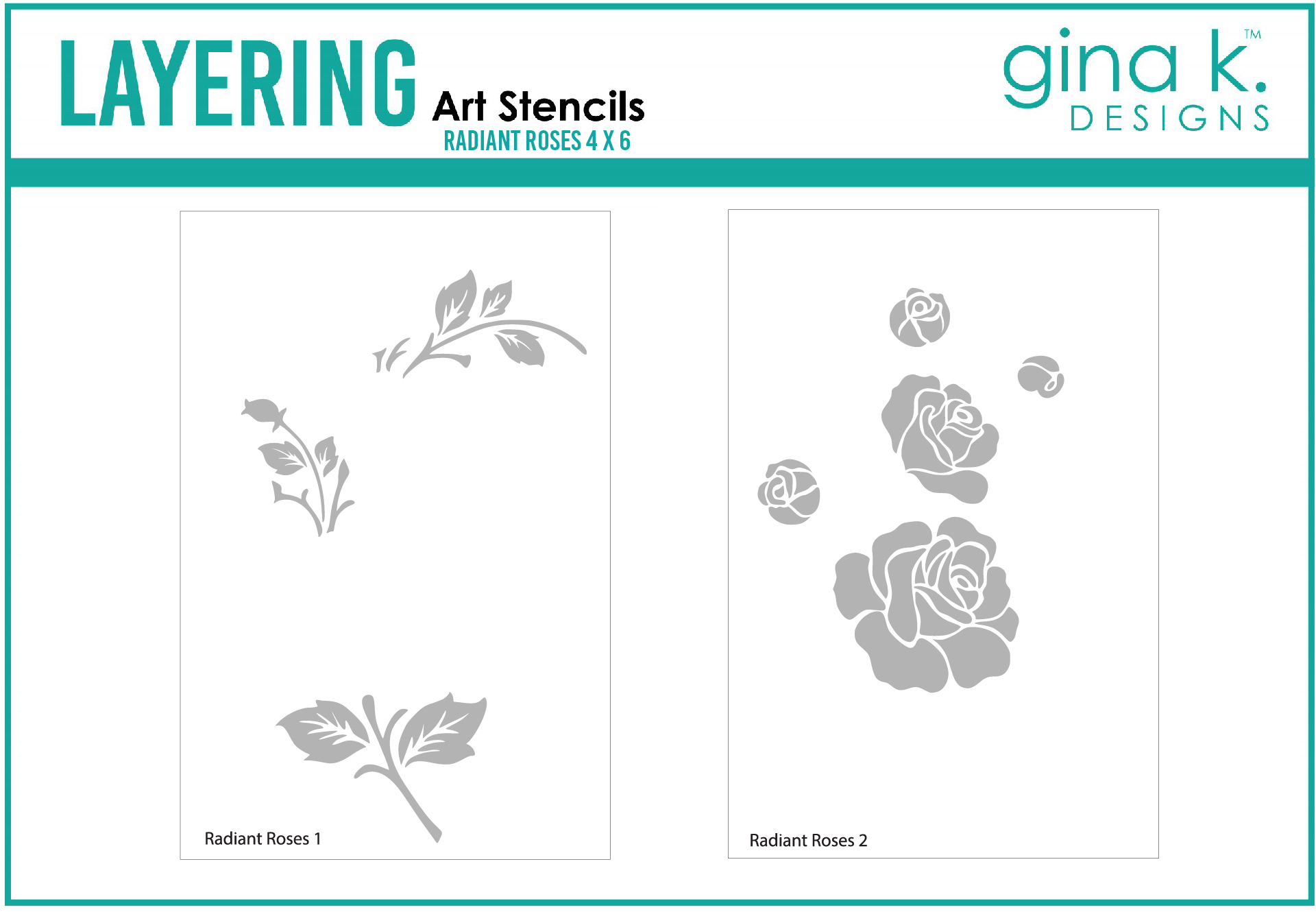 Gina K Designs - STENCIL- Radiant Roses Layering Stencil