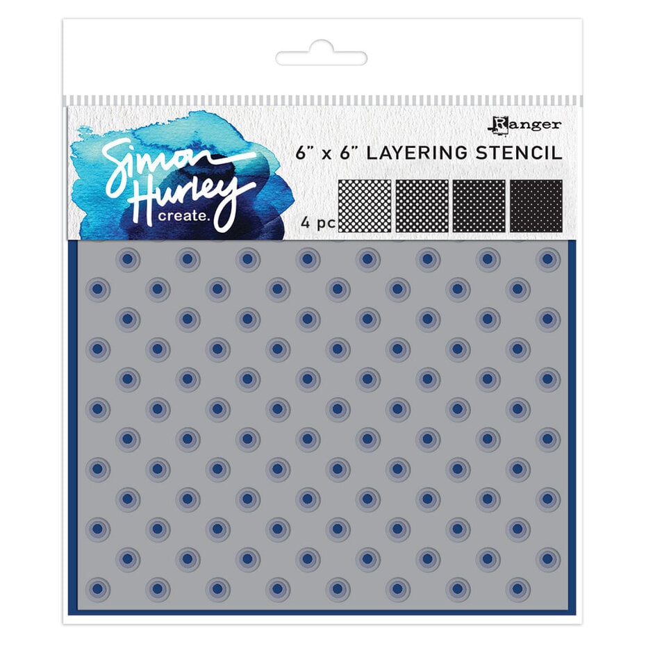 Simon Hurley create - Layering Stencils 6x6 Inch Polka Dots (4pcs)