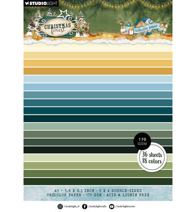 Studio Light - Unifarben-Papierblock – Unicolor Christmas Forest Nr. 478