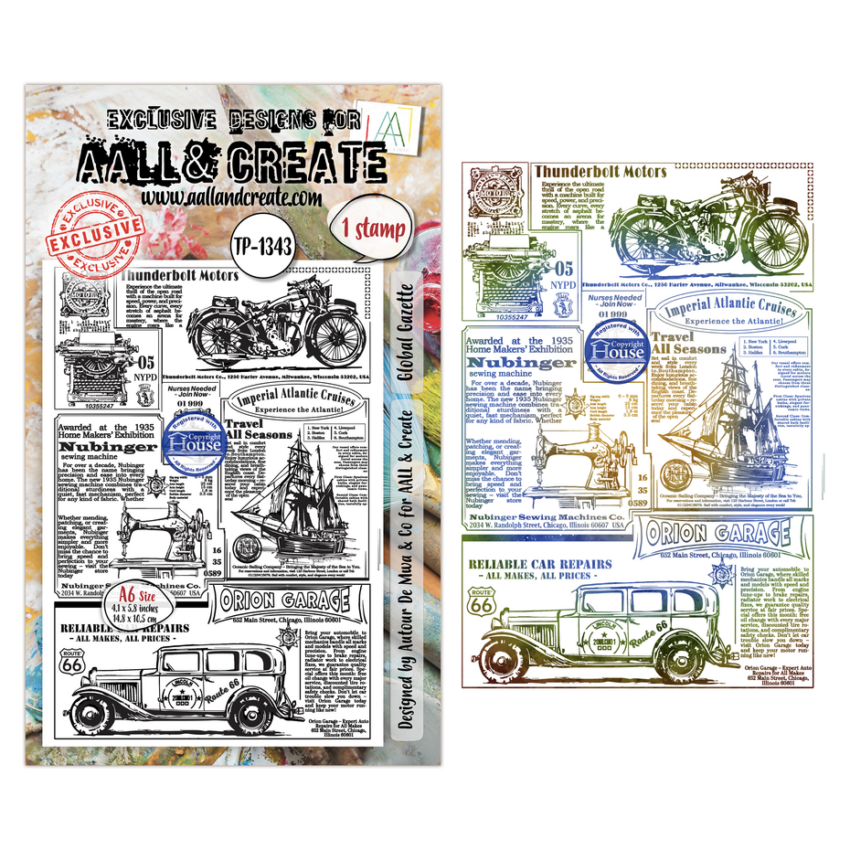 AALL & Create - Geometric Gazette A6 Stamp Sets Global Gazette by Autour De Mwa & Co