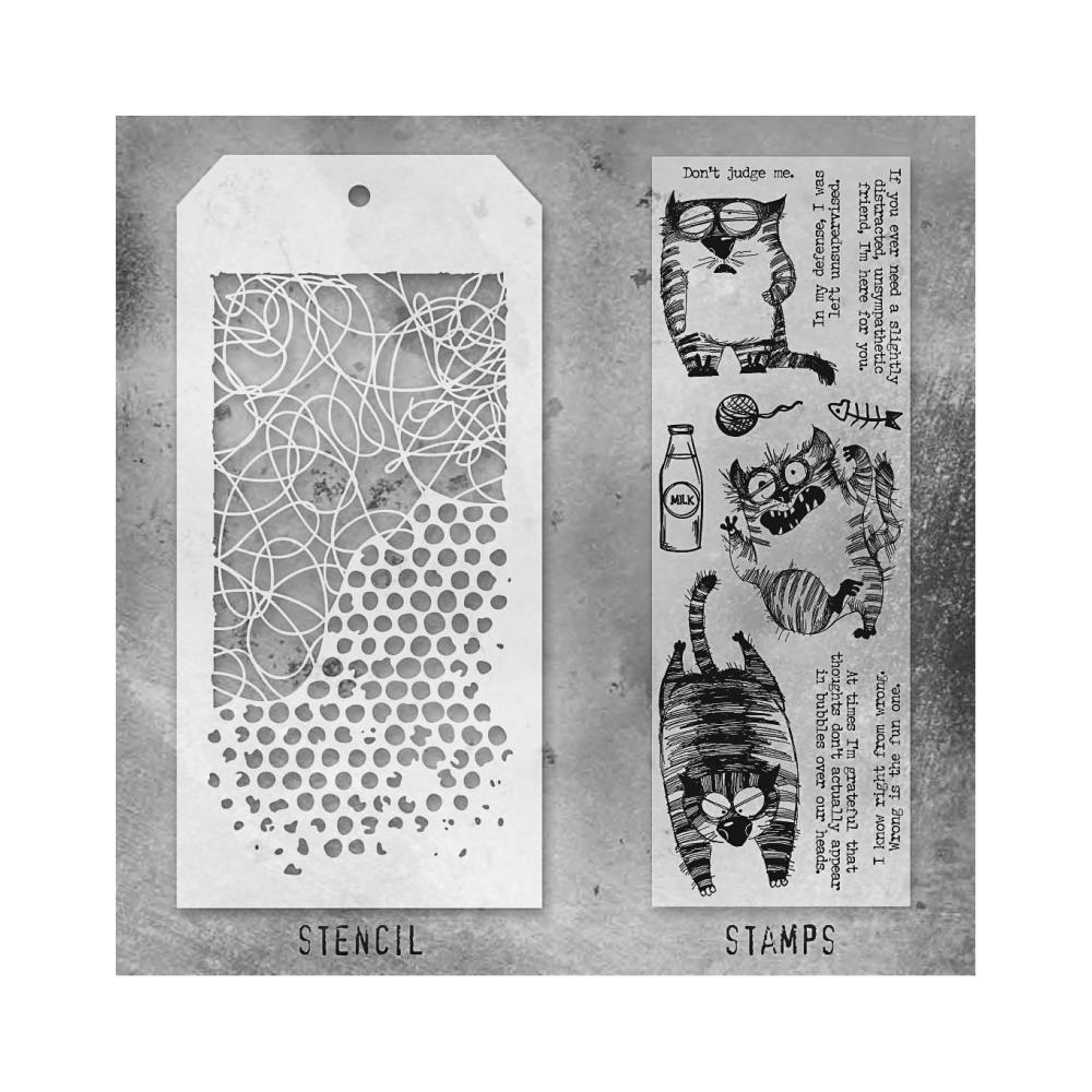 Tim Holtz Mixed-Media Stamps & Stencil Set -  Set #10