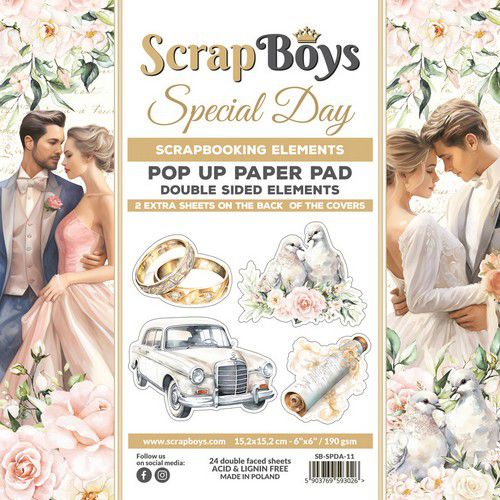 Scrapboys POP UP Paperpad double sided elements - Special Day  6x6" 