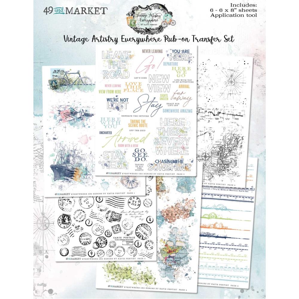 49 And Market - Vintage Artistry Everywhere Rub-Ons 6"X8" 6/Sheets