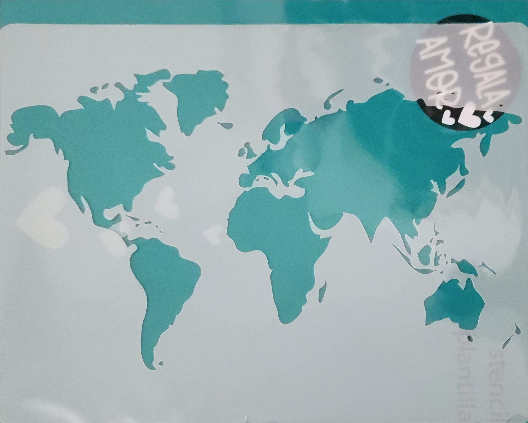 Pochoir 15x15cm- Weltkarte - STAMPAM   Pochoir 15x15cm- Weltkarte - STAMPAM