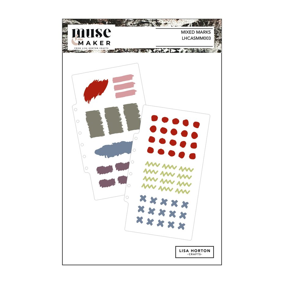 Lisa Horton Crafts - Muse & Maker Art Stencils 4.5x8 Inch Mixed Marks