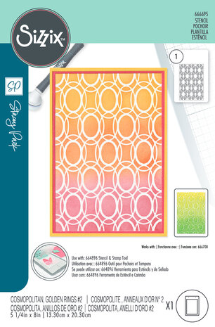 Sizzix - Stencil by Stacey Park Cosmopolitan, Golden Rings #2 Sizzix - Stencil by Stacey Park Cosmopolitan, Golden Rings #2