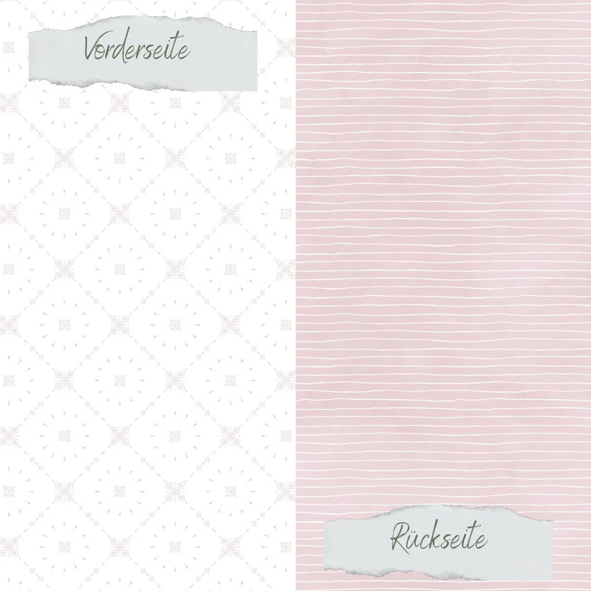 Creative Depot - Designpapier - Basic - Puderrosa - Fliesen + Doodle Streifen - Doppelseitig bedruckt
