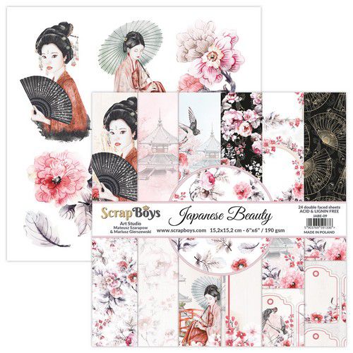 ScrapBoys Japanese Beauty paperpad 24 vl+cut out elements ScrapBoys Japanese Beauty paperpad 24 vl+cut out elements