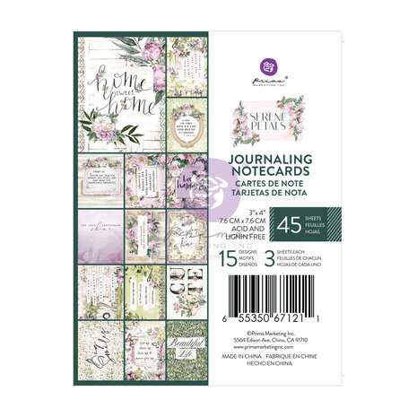 Prima Marketing Serene Petals 3x4 Inch Journaling Cards Prima Marketing Serene Petals 3x4 Inch Journaling Cards