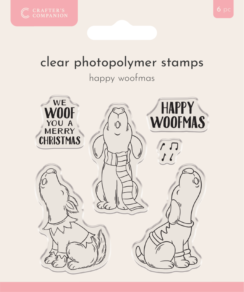 Whimsical Photopolymer Stamp Happy Woofmas