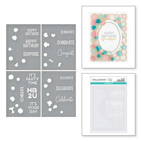 Spellbinders - Balloon Garland & Sentiments Stencil Spellbinders - Balloon Garland & Sentiments Stencil