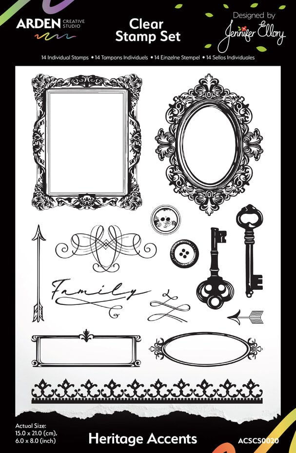 Arden Creative Studio - Remembering... 6x8 Inch Clear Stamp Set Heritage Accents
