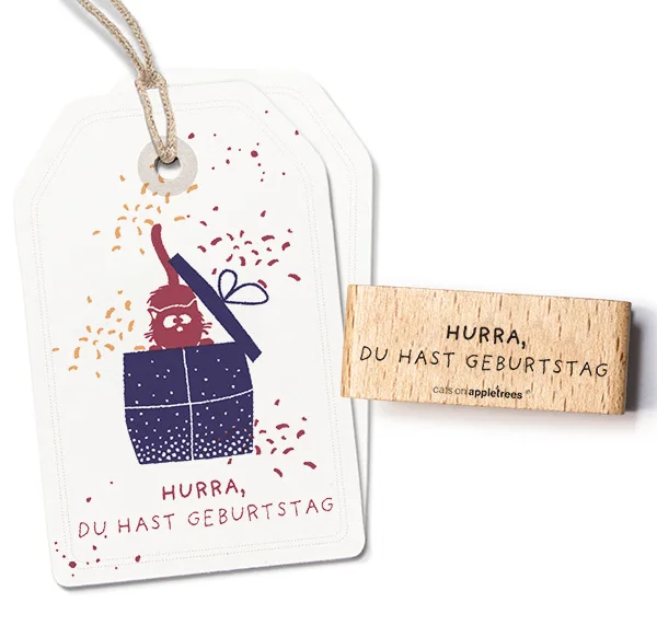 cats on appletrees - Stempel Hurra, Du hast Geburtstag