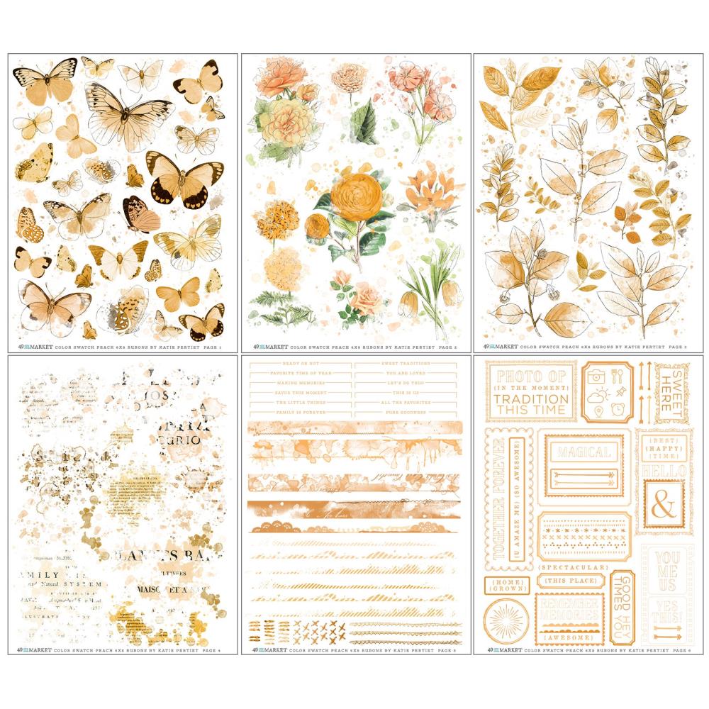49 and Market - Color Swatch: Peach Rub-Ons 6"x8" -  6 Sheets  49 and Market - Color Swatch: Peach Rub-Ons 6"x8" -  6 Sheets