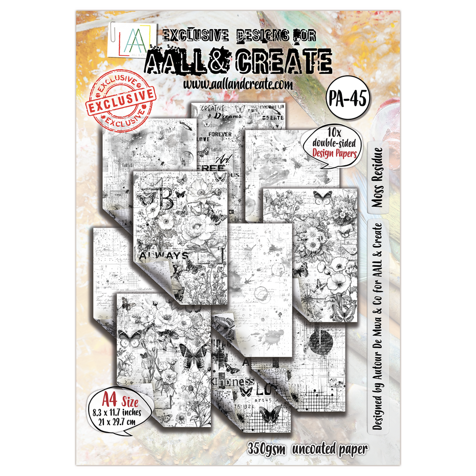 AALL & Create - Inkblot Meadow A4 Design Paper Moss Residue