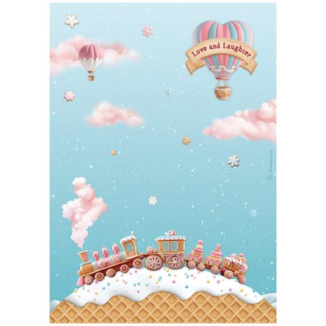 Stamperia - Candy Christmas A4 Rice Paper Train