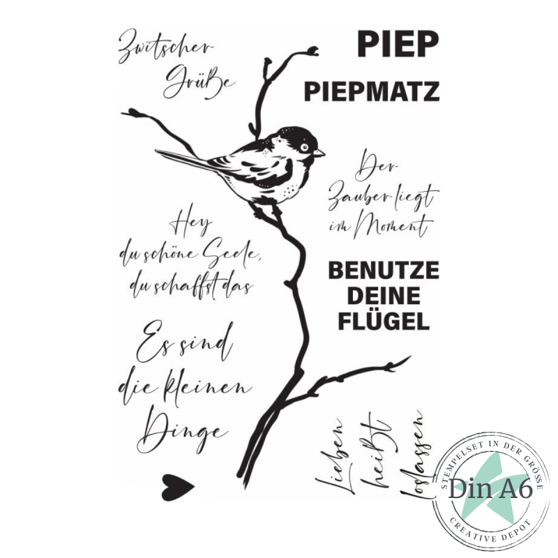 Creative Depot - Stempelset - Piepmatz - Zwitscher - Grüße 