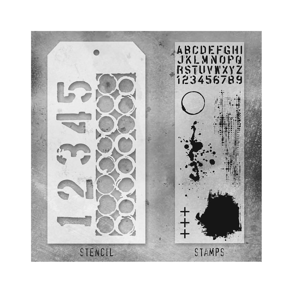 Tim Holtz Mixed-Media Stamps & Stencil Set THMM122: Numbered and Ringer Tim Holtz Mixed-Media Stamps & Stencil Set THMM122: Numbered and Ringer
