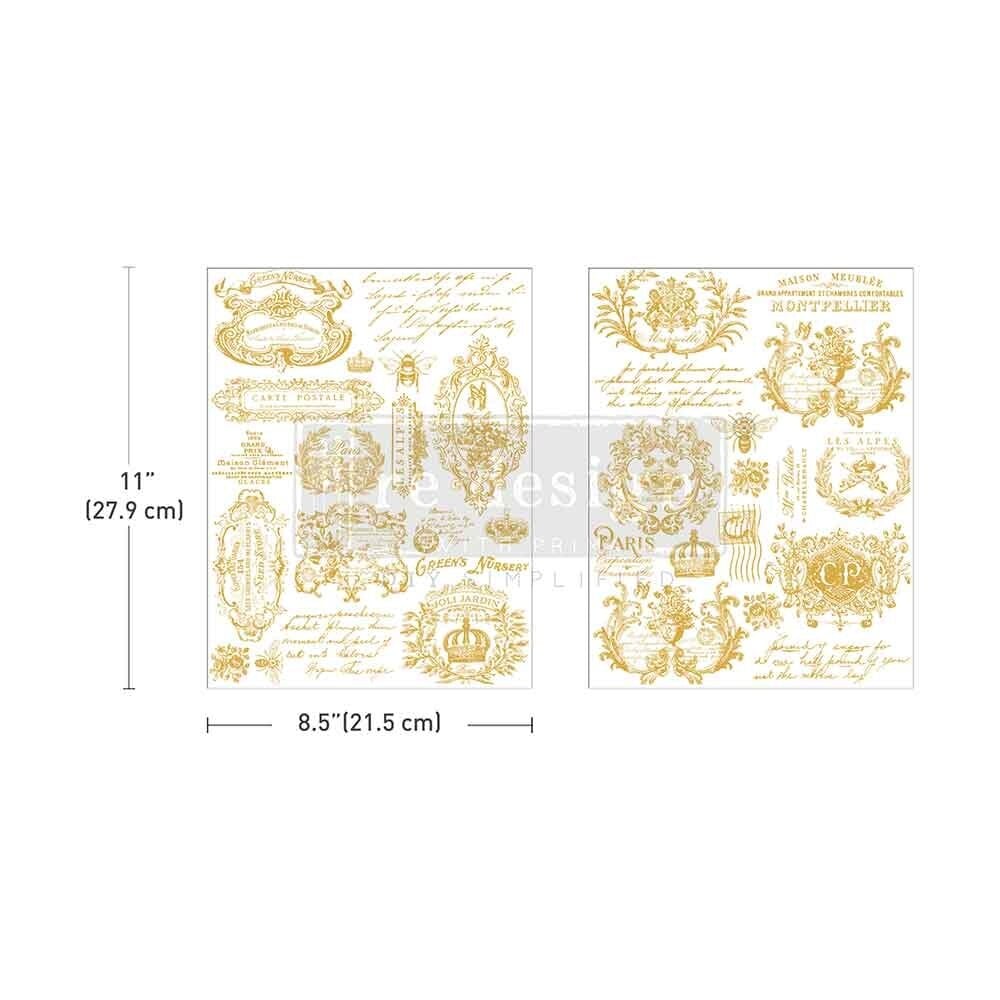 Re-Design with Prima - Gilded Memories 8,5x11 Inch H2O Transfers Gold (2pcs)