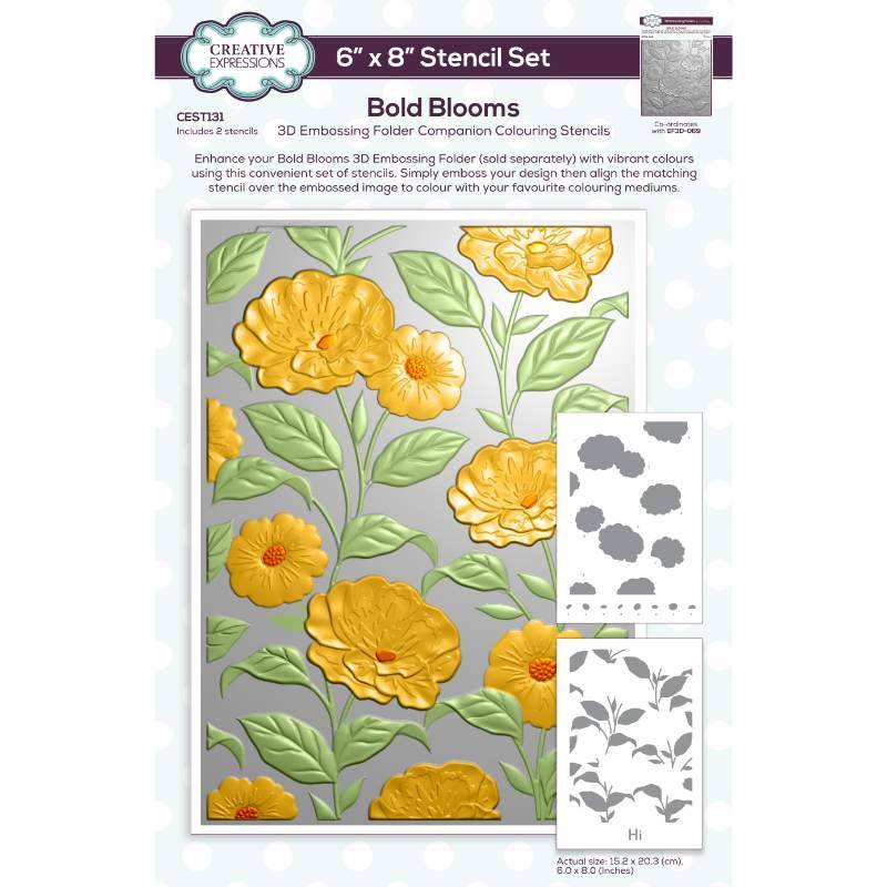 Creative Expressions Bold Blooms Companion Colouring Stencil Set 6 in x 8 in 2pk
