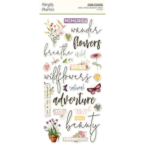Simple Stories - Simple Vintage Meadow Flowers Foam Stickers