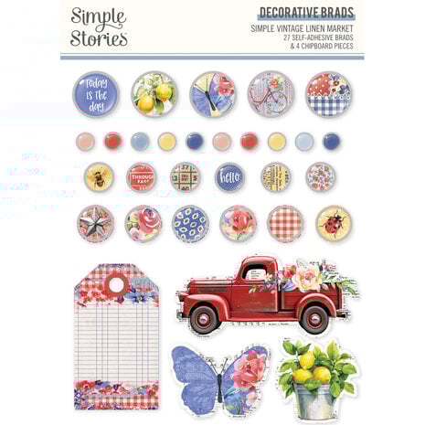Simple Stories - Simple Vintage Linen Market Decorative Brads Simple Stories - Simple Vintage Linen Market Decorative Brads