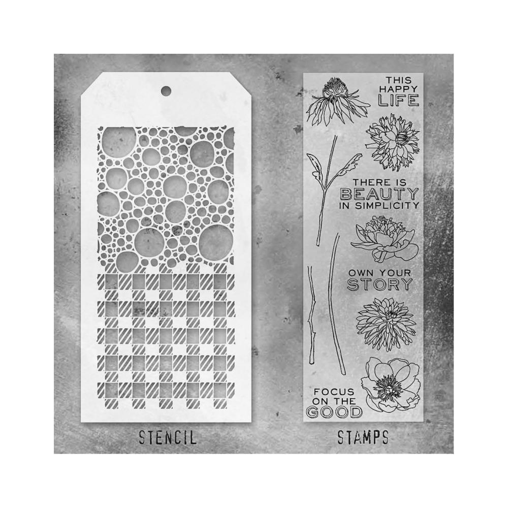Tim Holtz Mixed-Media Stamps & Stencil Set THMM124