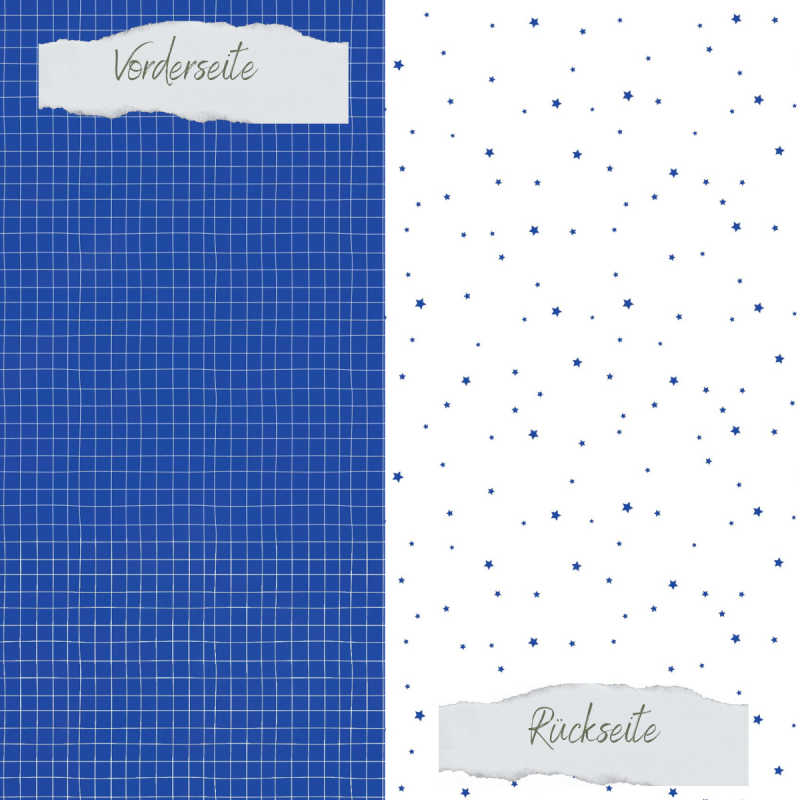 Creative Depot -  Designpapier - Basic - Tintenblau - Doodle Gitter + Sternchenregen - Doppelseitig bedruckt 