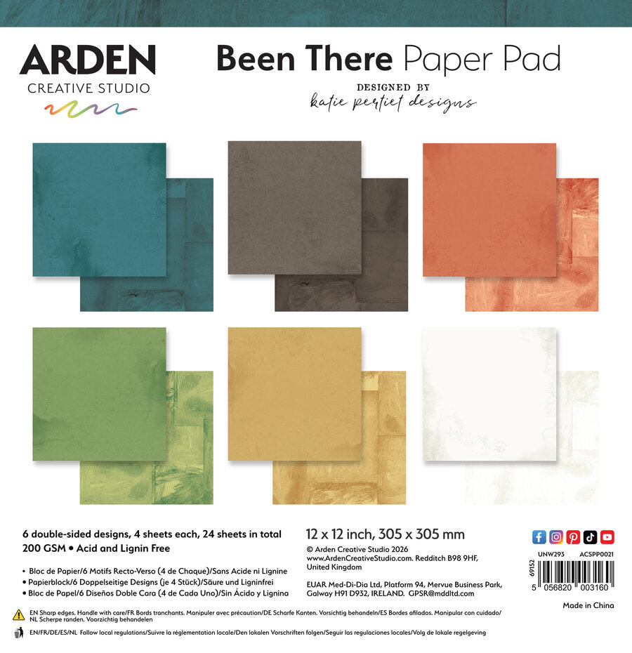Arden Creative Studio - Been There Solids 12x12 Inch Paper Pad by Katie Pertiet