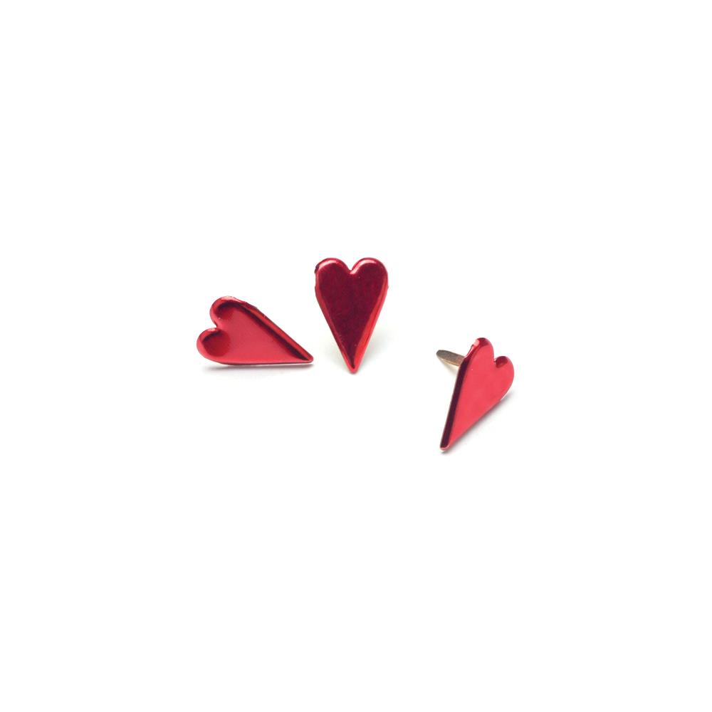 Creative Impressions Painted Metal Paper Fasteners - Long Hearts - Metallic Red 
