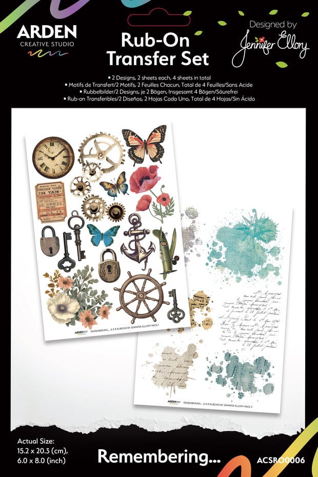 Arden Creative Studio - Remembering... 6x8 Inch Rub-On Transfer Set