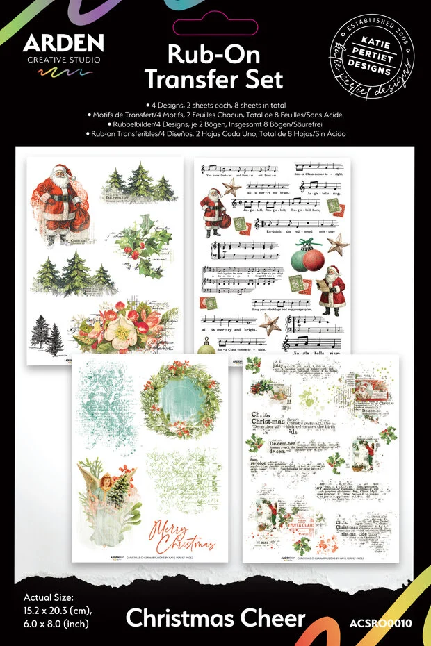 Arden Creative Studio - Christmas Cheer 6x8 Inch Rub-On Transfer Set by Katie Pertiet