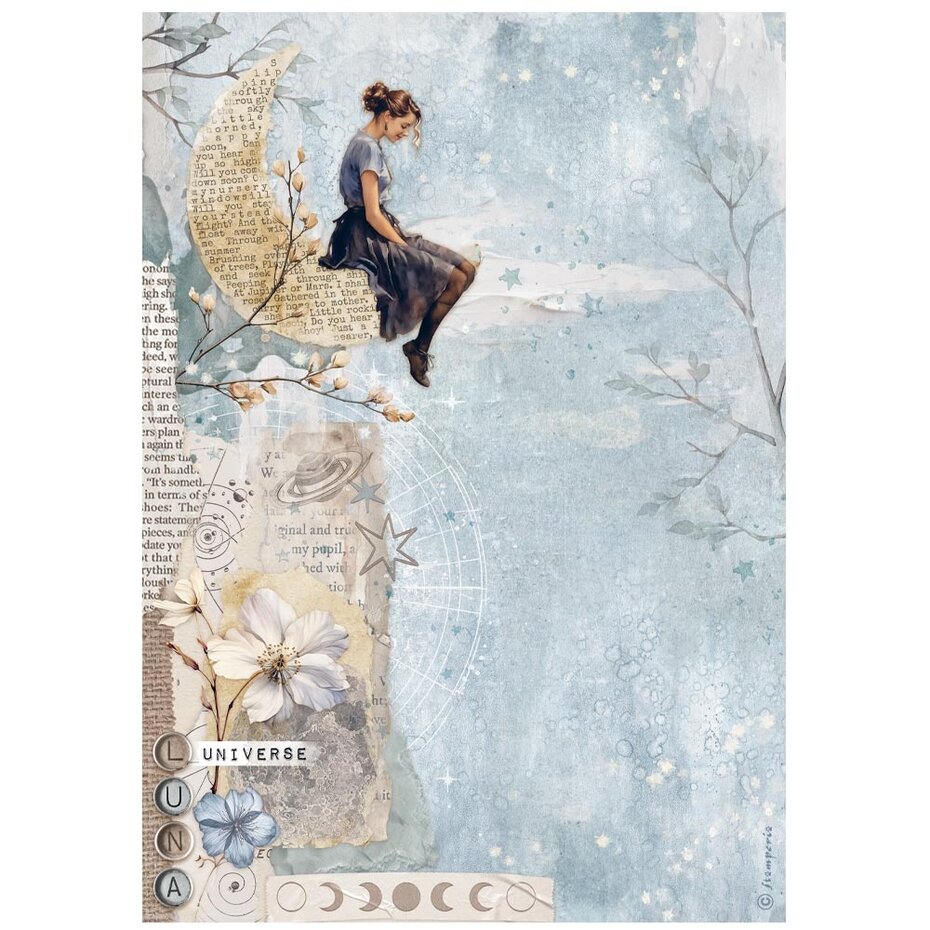 Stamperia - Secret Diary A4 Rice Paper Moon (6pcs)
