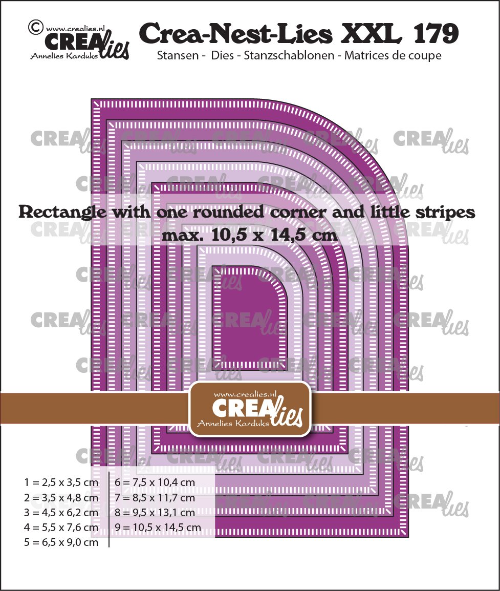 Crealies • Crea-Nest-Lies XXL Cutting Die Rectangle With One Rounded Corner And Little Stripes