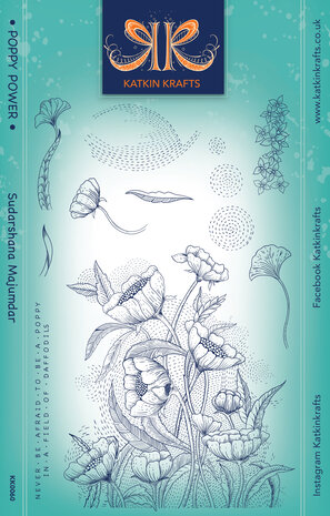 Katkin Krafts - Poppy Power A5 Clear Stamp Set Katkin Krafts - Poppy Power A5 Clear Stamp Set