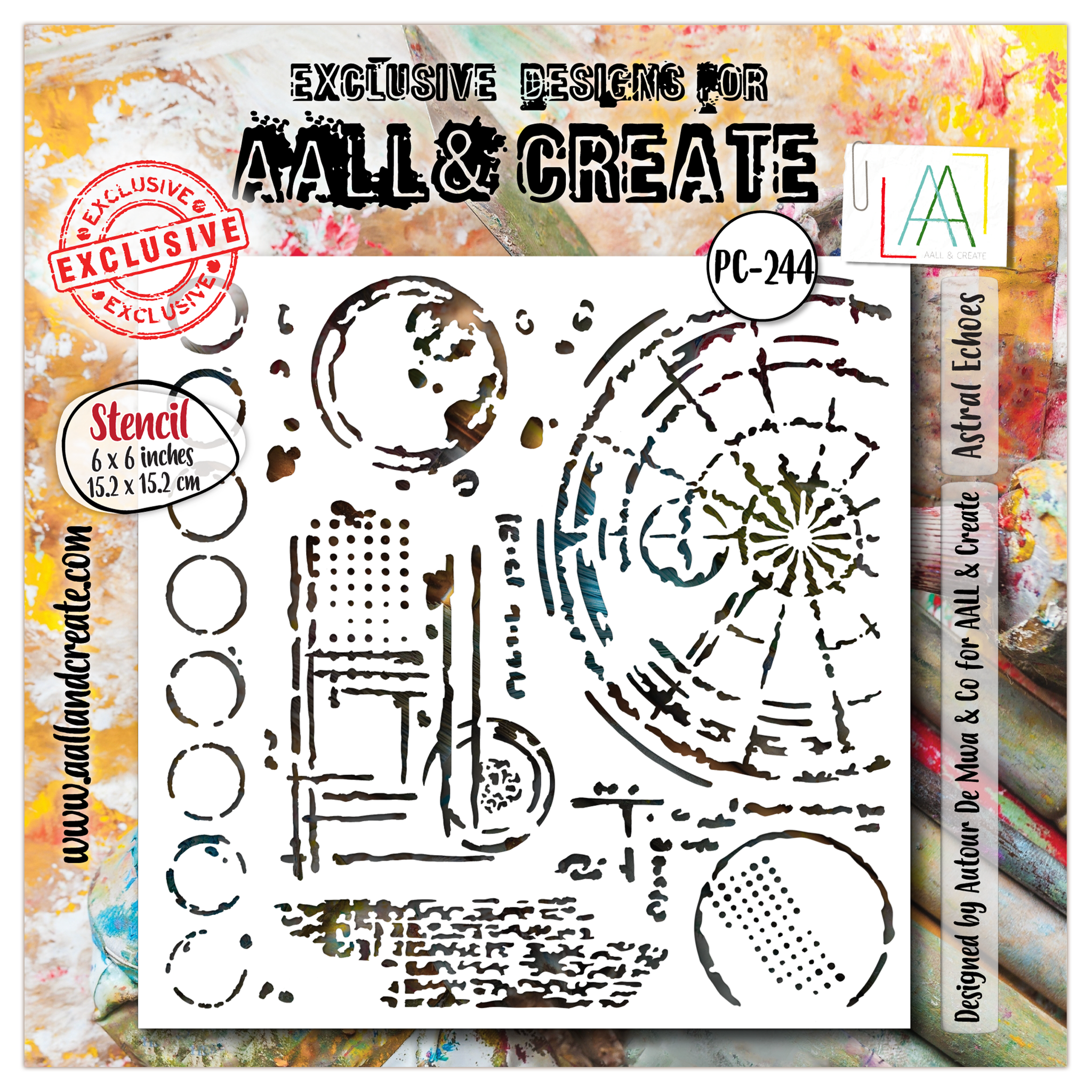 AALL & Create - #244 - 6x6 (inch) Stencil - Astral Echoes AALL & Create - #244 - 6x6 (inch) Stencil - Astral Echoes