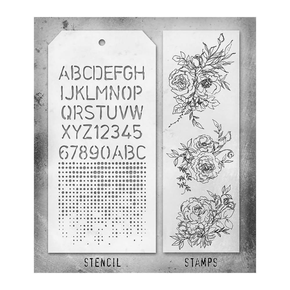 Tim Holtz Mixed-Media Stamps & Stencil Set -  Set #38  Tim Holtz Mixed-Media Stamps & Stencil Set -  Set #38