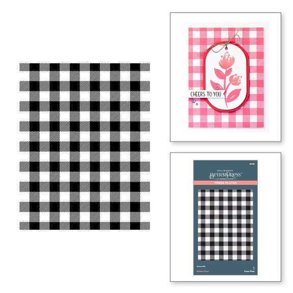 Spellbinders -BetterPress - Buffalo Plaid Press Plate Press Plate from the Cheers to You Collection