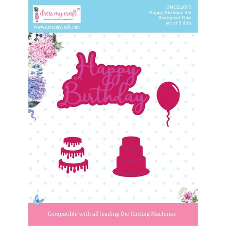 Dress My Craft Dies - Cutting Die Sentiment Happy Birthday Set  Dress My Craft Dies - Cutting Die Sentiment Happy Birthday Set
