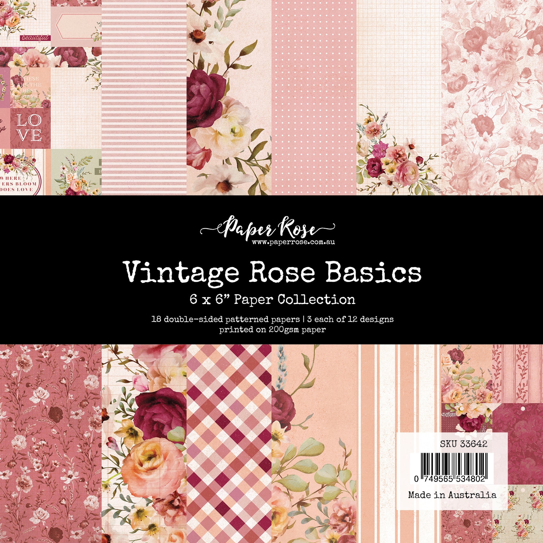 Paper Roses - Vintage Rose Basics 6x6 Paper Collection Paper Roses - Vintage Rose Basics 6x6 Paper Collection