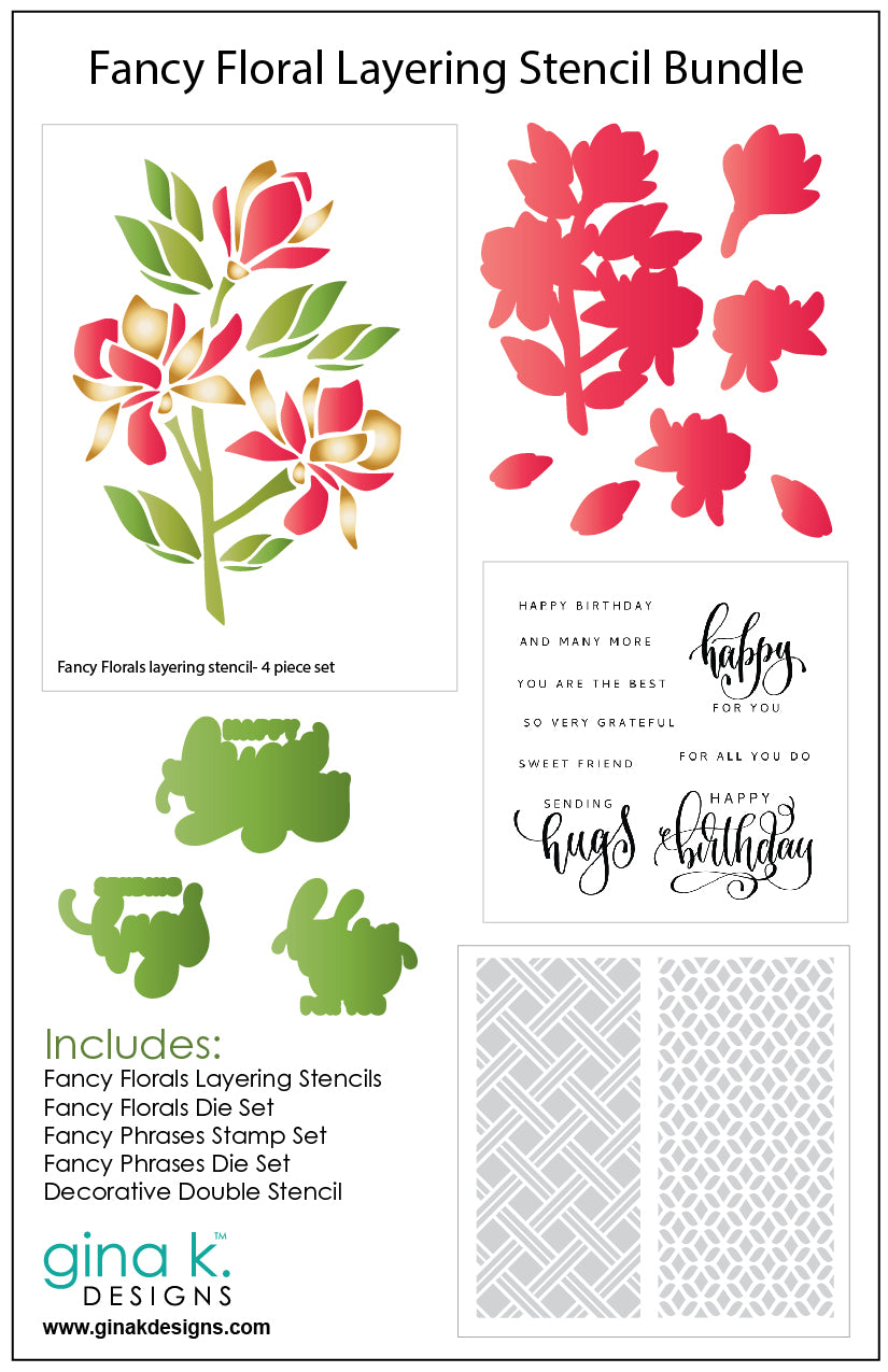 Gina K Design BUNDLE- Fancy Florals Layering Stencil Bundle