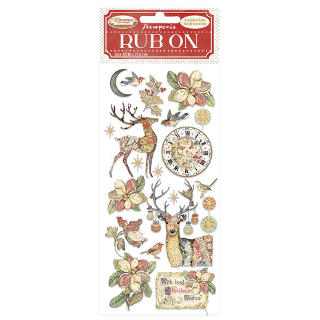 Stamperia - Christmas Greetings Rub-On 4x8,5 Inch Deer  Stamperia - Christmas Greetings Rub-On 4x8,5 Inch Deer