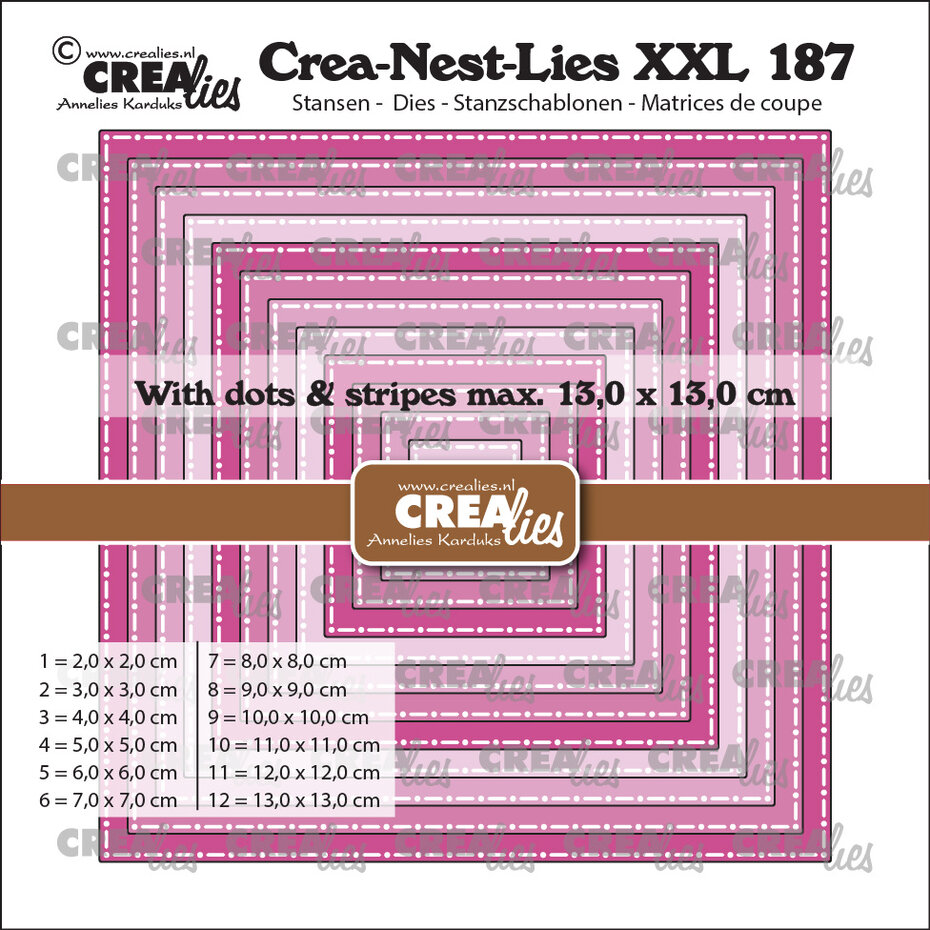 Crealies - Crea-Nest-Lies XXL Dies Squares with Dots and Stripes