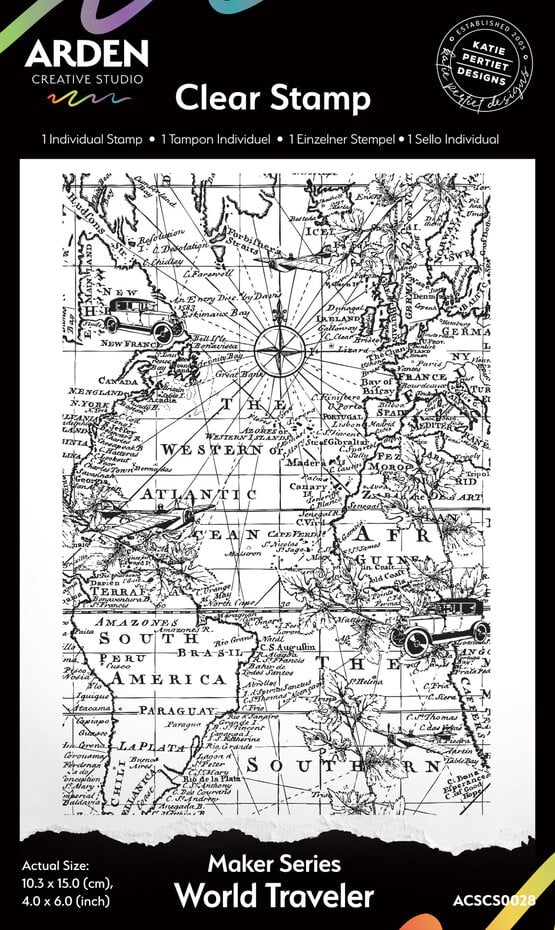 Arden Creative Studio - Maker Series 4x6 Inch Background Stamp Set World Traveler by Katie Pertiet