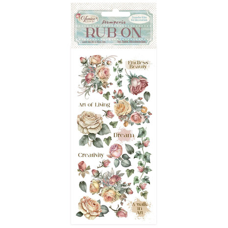 Stamperia -  Venice City of Art Rub-On 4x8,5 Inch Roses