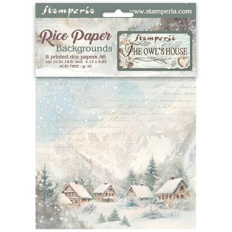 Stamperia - The Owl's House A6 Rice Paper Backgrounds (8pcs