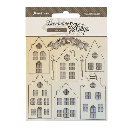 Stamperia - Christmas Mixed Media Decorative Chips Cozy Houses