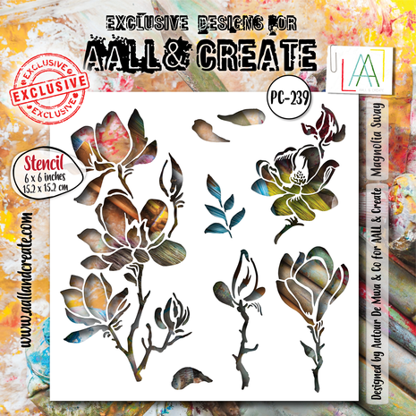AALL & Create -Ethereal Garden Stencil 6x6 Inch Magnolia Sway