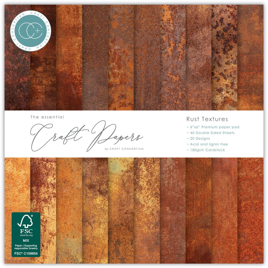Craft Consortium - Essential Craft Papers 6x6 Inch Paper Pad Rust Textures