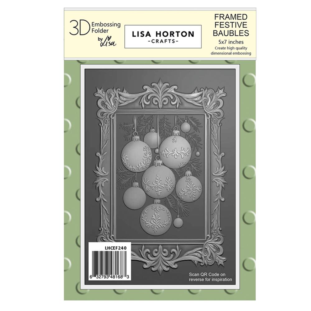 Lisa Horton Crafts Embossing Folder 5"X7" - Framed Festive Baubles  Lisa Horton Crafts Embossing Folder 5"X7" - Framed Festive Baubles